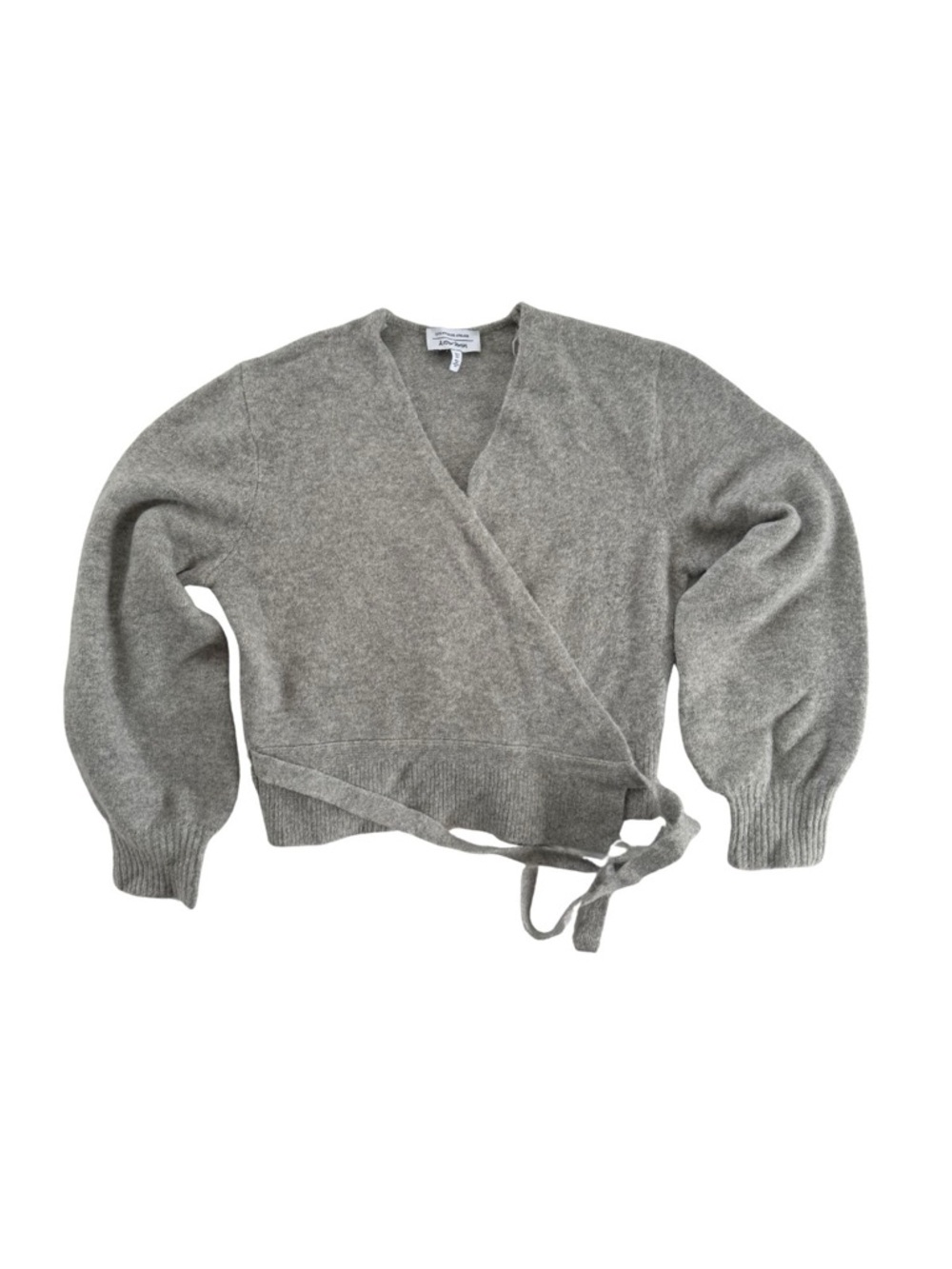 & Other Stories Gray Wrap Cardigan with Tie